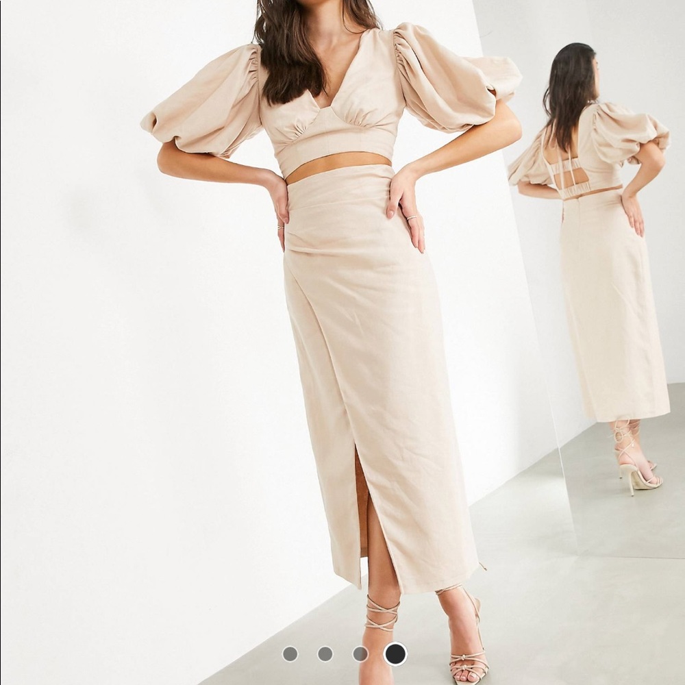 ASOS CREAM TOP & SKIRT SET